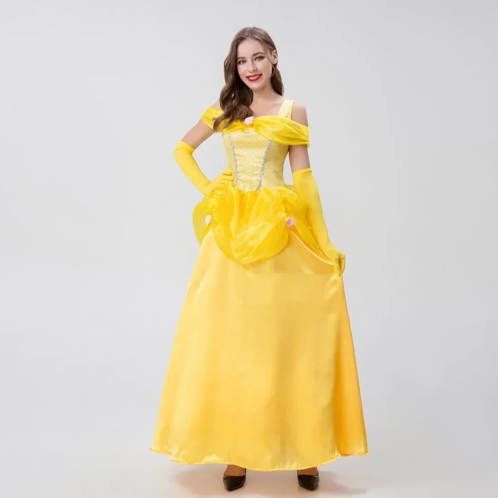 

Adult Halloween Cosplay Belle Princess Dress Stage Costume Women's Fairy Tale Outfit