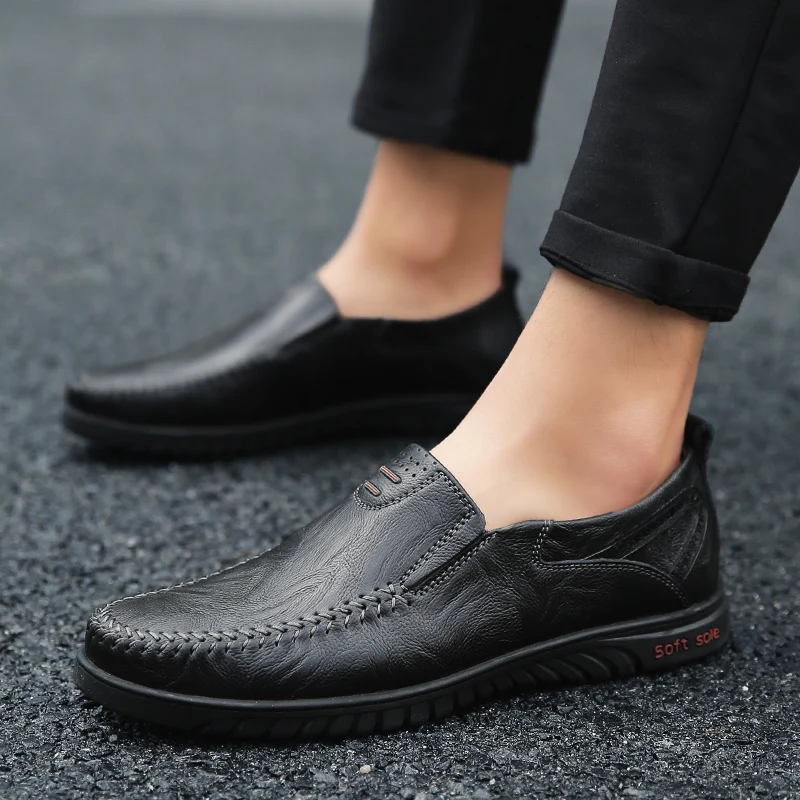 Genuine Leather Men Casual Shoes Luxury Brand Designer Flats Mens Loafers Moccasins Breathable Slip on Driving Shoes Size 47