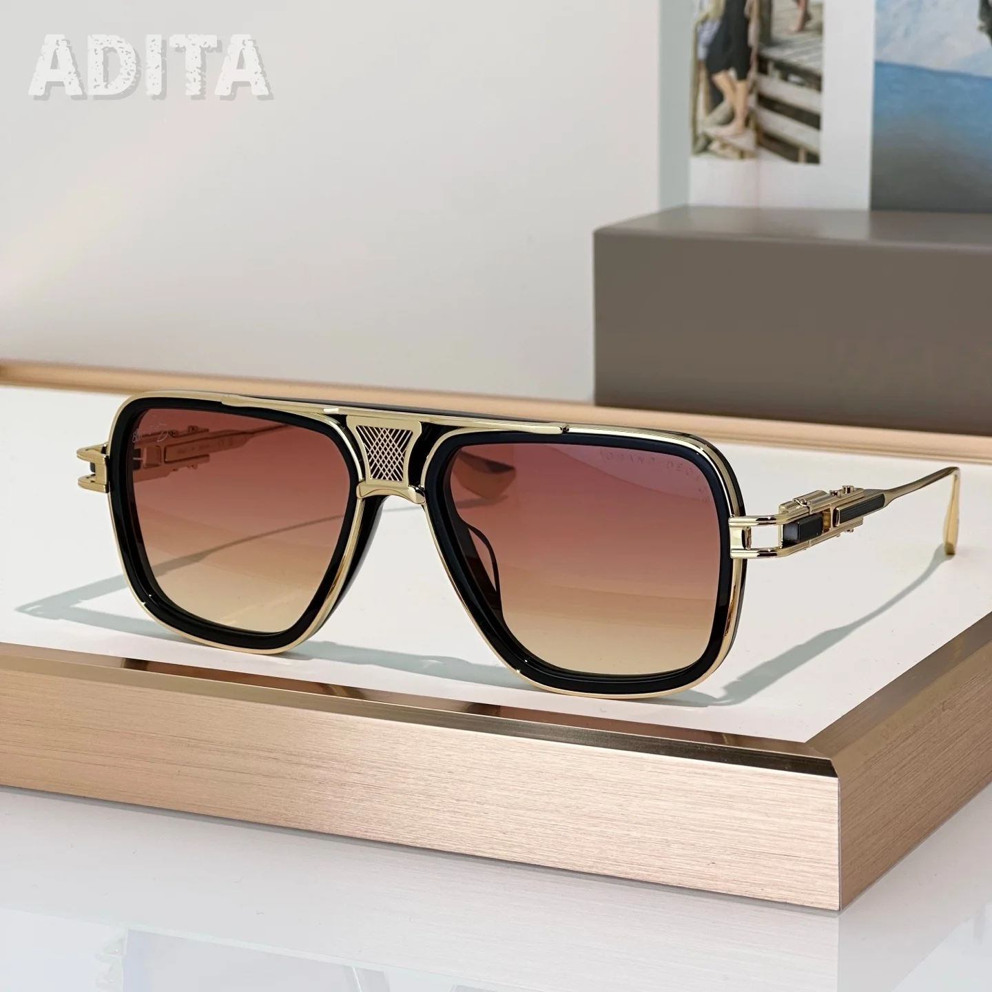 

ADITA GRAND DECADE TWO Top Quality Mens Sunglasses for Women Classic Punk Luxury Acetate UV400 Designer Sunglasses