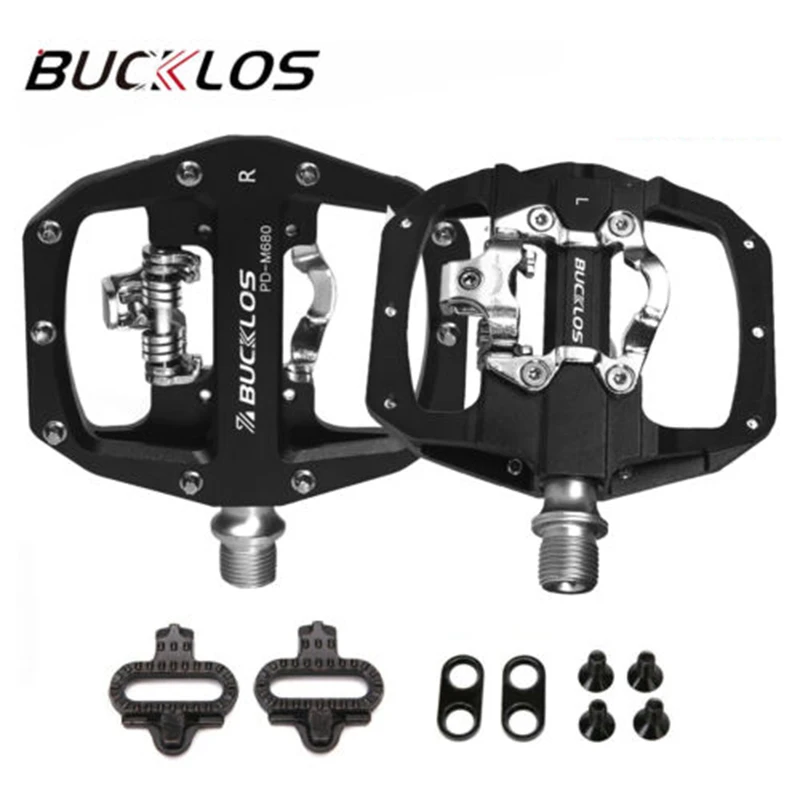 

BUCKLOS Dual Pedals Fit SPD Self-locking MTB Bicycle Pedals 3 Sealed Bearing PD-M680 Bike Flat Pedal for Shimano Cycling Parts