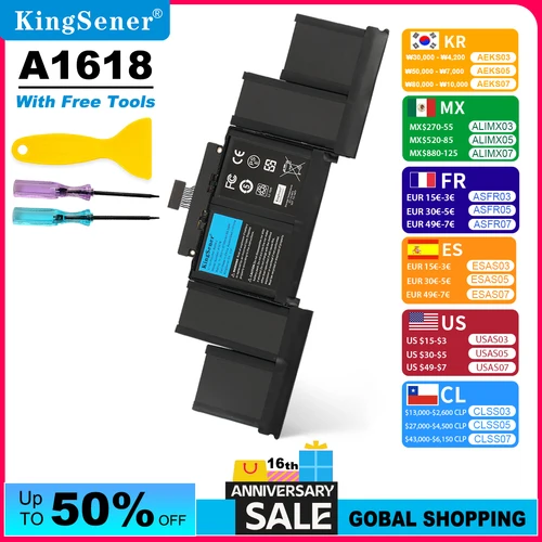 Kingsener 11,36 V 99.5Wh A1618 Batería Para Apple Macbook