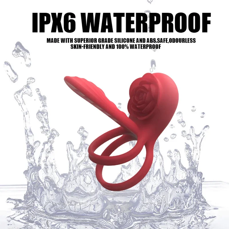 Rose Penis Cock Ring Vibrator Powerful Penis Sleeve Sucking Stimulator G-spot Female Nipple Clitoral Massager Sex Toy for Couple