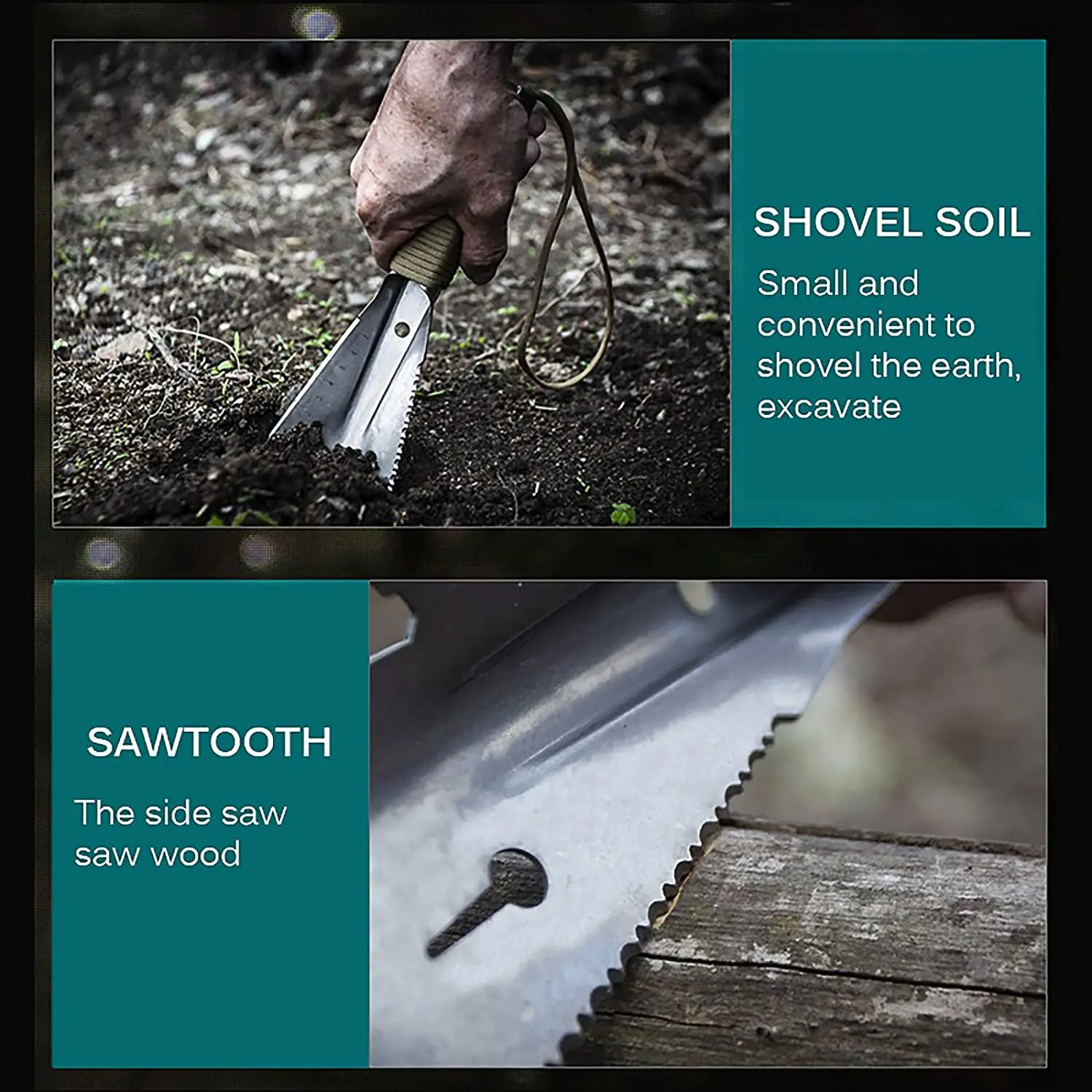 Pala da giardino in acciaio inossidabile vanga Multi Tool Weeder con dente di sega chiave esagonale righello scavare cazzuola coltello lancia giardino Bonsai