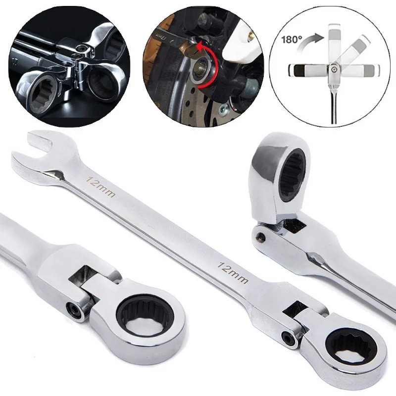 Adjustable Ratchet Wrench 8mm-12mm Flexible Combination Wrench Repair Quick Spanner for Bike Cars Mechanical Workshop Hand Tools