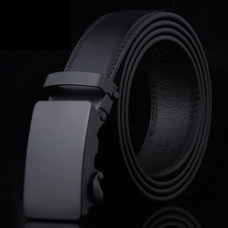 

Men Leather Belt Metal Automatic Buckle Brand High Quality Luxury Belts For Men Famous Work Business Black Cowskin PU Strap