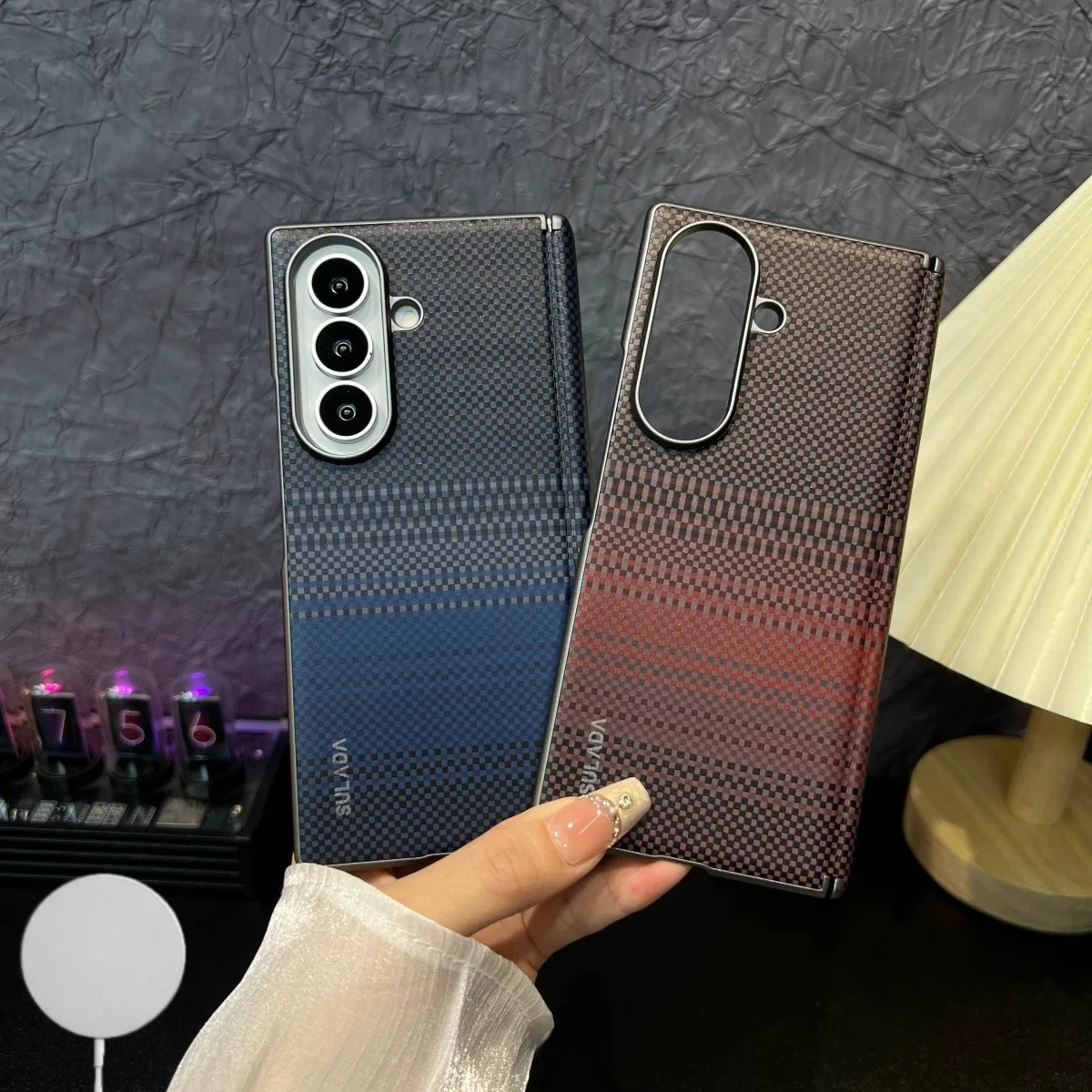 Magnetic Hinge ProtectIve Kevlar Carbon Fiber Texture Case for Samsung Galaxy Z Fold 8 Ultra for Magsafe Back Anti-drop Cover
