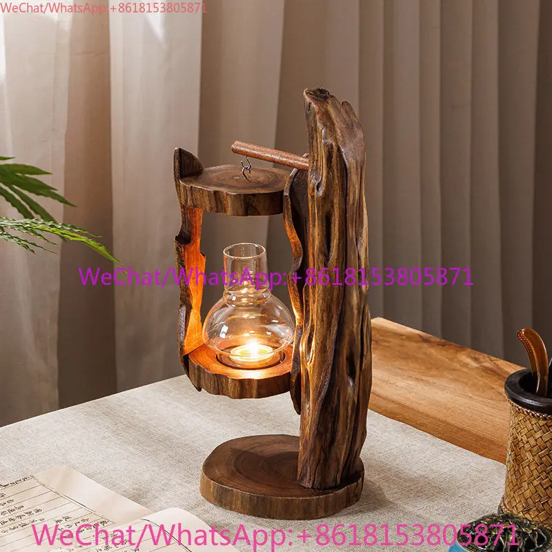 Log Wind Lamp Creative Candlestick Vintage South East Asia Glass Candlestick Outdoor