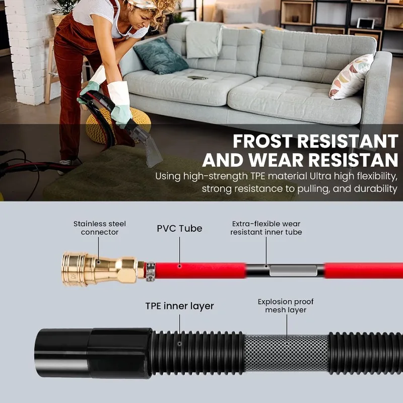 Shop Vac Extractor Kit، مجموعة خرطوم مستخرج أفضل لتنظيف السجاد والمفروشات في المنزل والسيارات، مع عصا، خرطوم ومحول