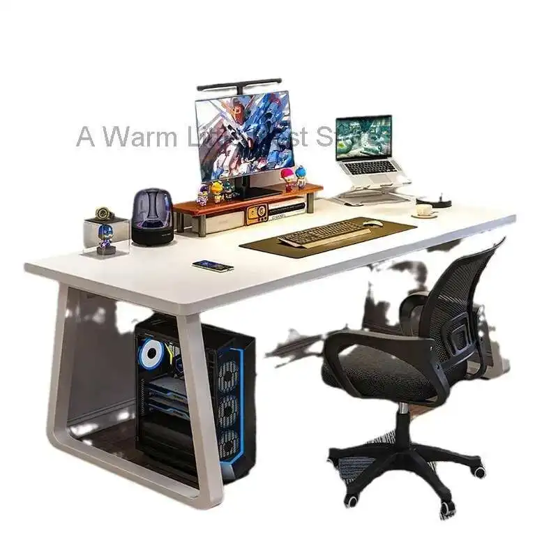 55 Inch Executive Desks, Large Office Computer Desk with Extra Thick Wooden Tabletop and Metal Frame, Simple Writing Table
