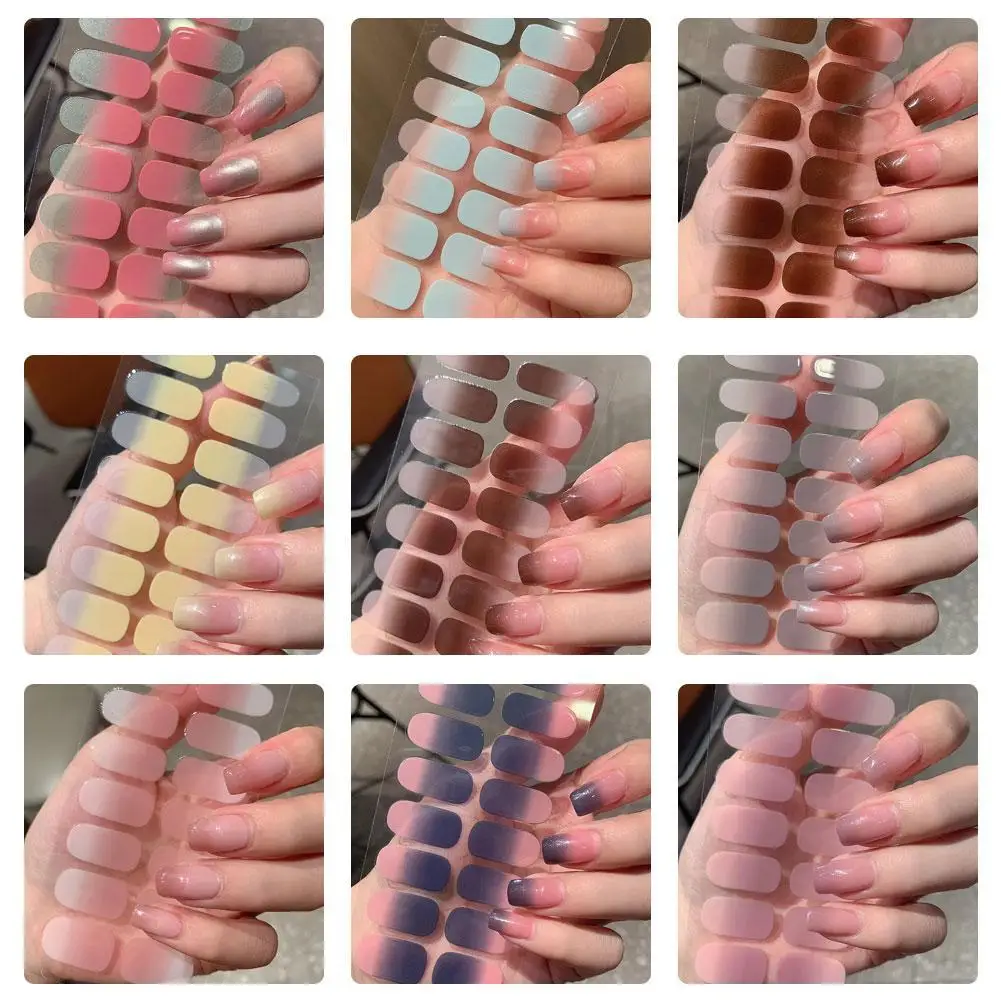 

Semi-cured Gel Nail Stickers Solid Color Nail Semi-baked Tips Full UV Nail Need Decals Paste Lamp N0R7 Manicure Beauty Tools