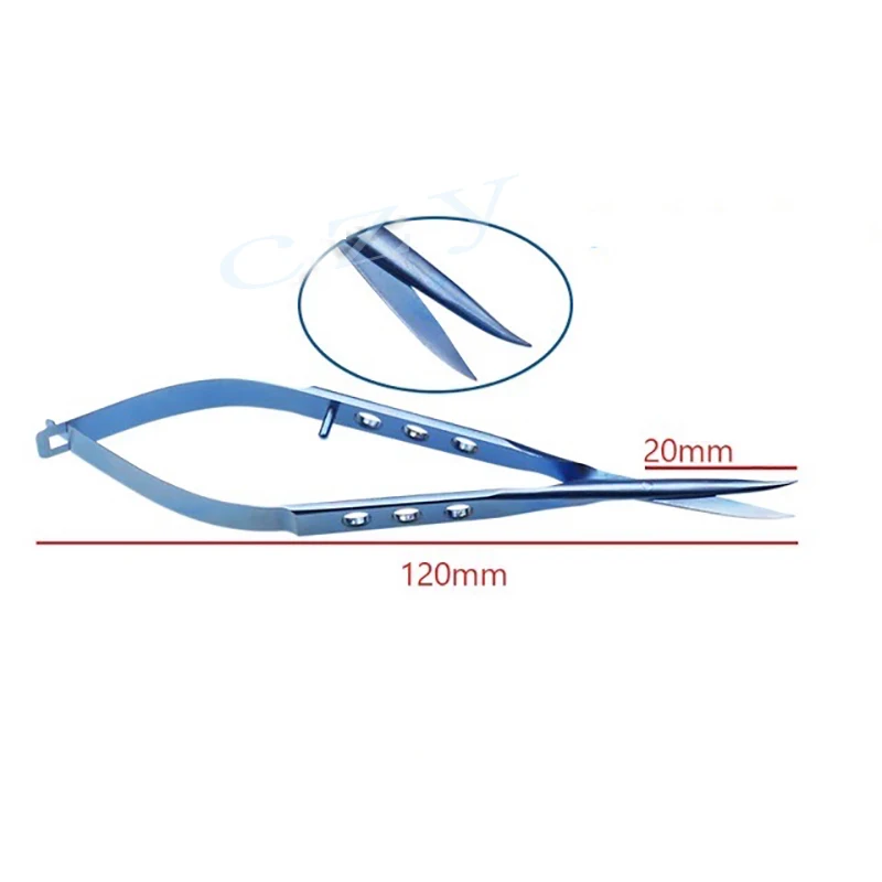 12 cm Konjunctivalschere, stumpfer, gebogener Kopf, Augen-Mikroschere, Edelstahl/Titan, ophthalmologische chirurgische Instrumente, 1 Stück