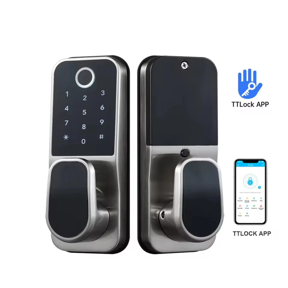 Home Security Remote Control Wifi TTLock App Cerradura Inteligente Digital Fingerprint Handle Door Keyless Smart Lock