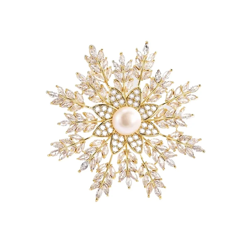 

Жемчужная брошь в виде снежинки, женский корсаж, ретро-мода, высокий смысл, новая китайская атмосфера, анти-легкая пряжка
