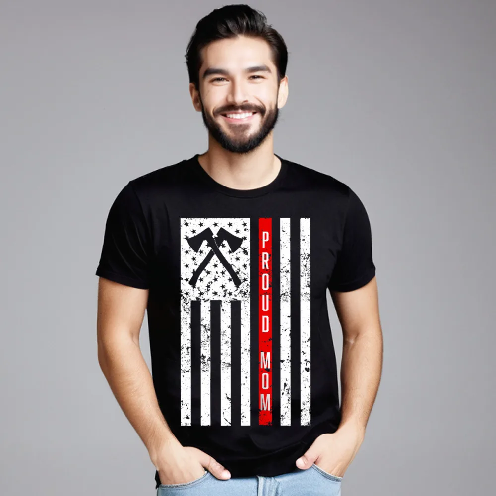 

Womens Proud Firefighter Mom Shirt Tops Tees Latest Round Collar Gift Idea Short Sleeve Premium Cotton Mens T-Shirt Tee Shirt