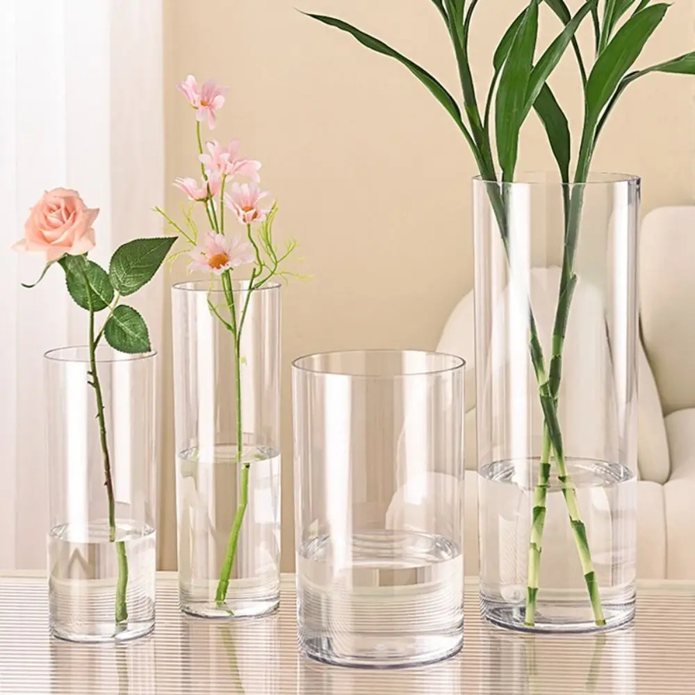 Hydroponic Plants Acrylic Cylinder Vase Shatterproof Fresh Flowers Transparent Flower Vase Durable Candles Decorative Bottles