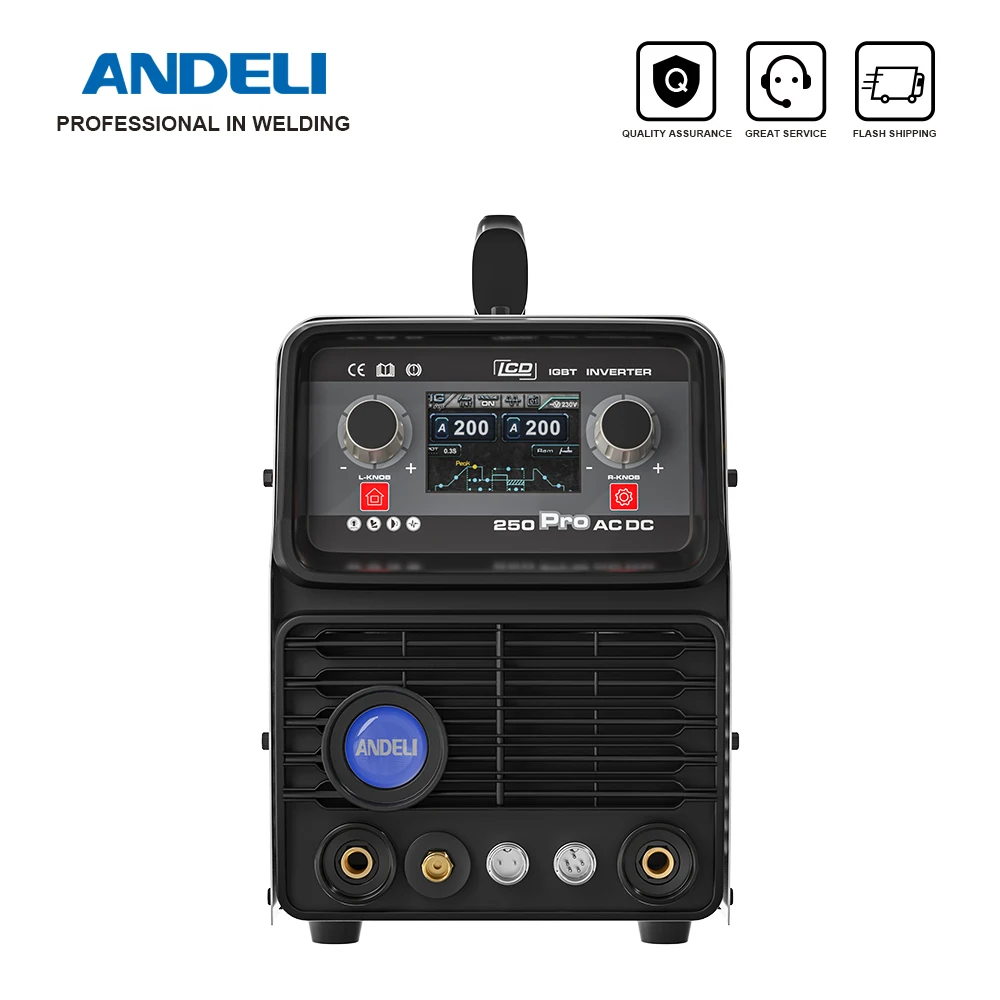 ANDELI USA UK Germany Italy EU Country Free Shipping LCD Smart Tig-250 Pro 6 IN 1 AC DC MMA Pulse Cold Welder