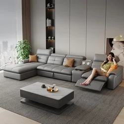 Rozkładana elektryczna sofa oversize Prawdziwa skórzana designerska włoska sofa narożna Nowoczesne luksusowe meble do salonu Divano Letto