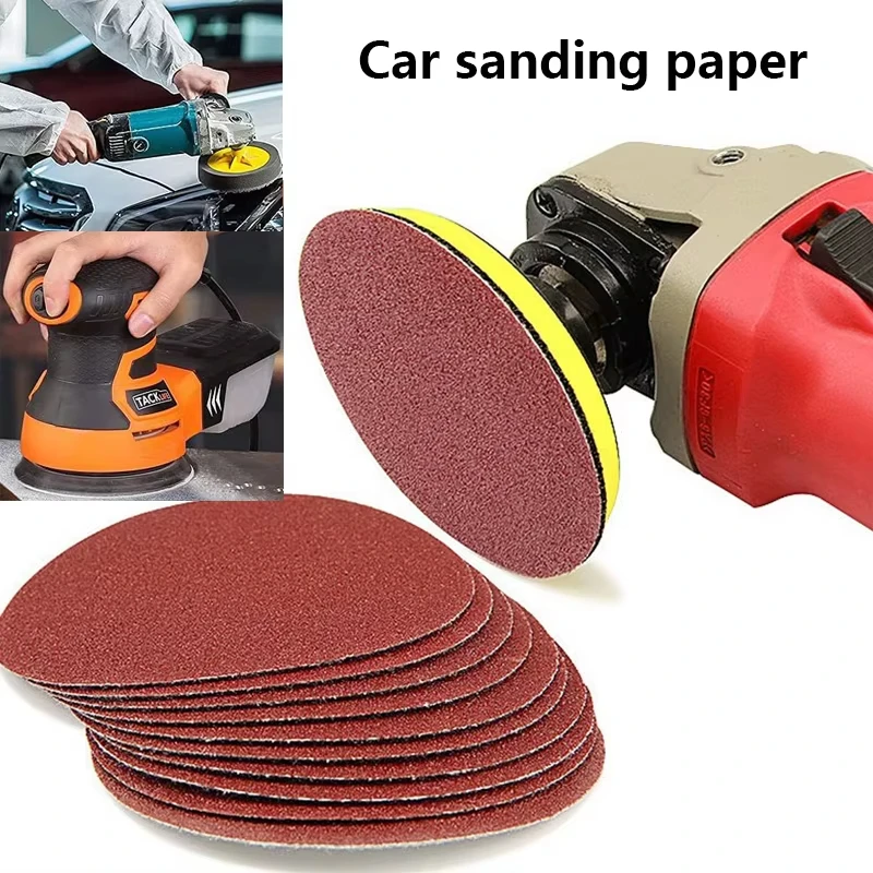 10PCS Special Sandpaper Disk 60-1000Grit For Round Polishing Grinding Red Brown Sandpapers Set Abrasive Tools Accessories set