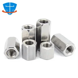 GB56 M6 M8 M10 M12 M14 M16 304 Stainless Steel Lengthen Hex Column Joint Coupling Nut Connect Standoff Long Rod Coupling Hex Nut