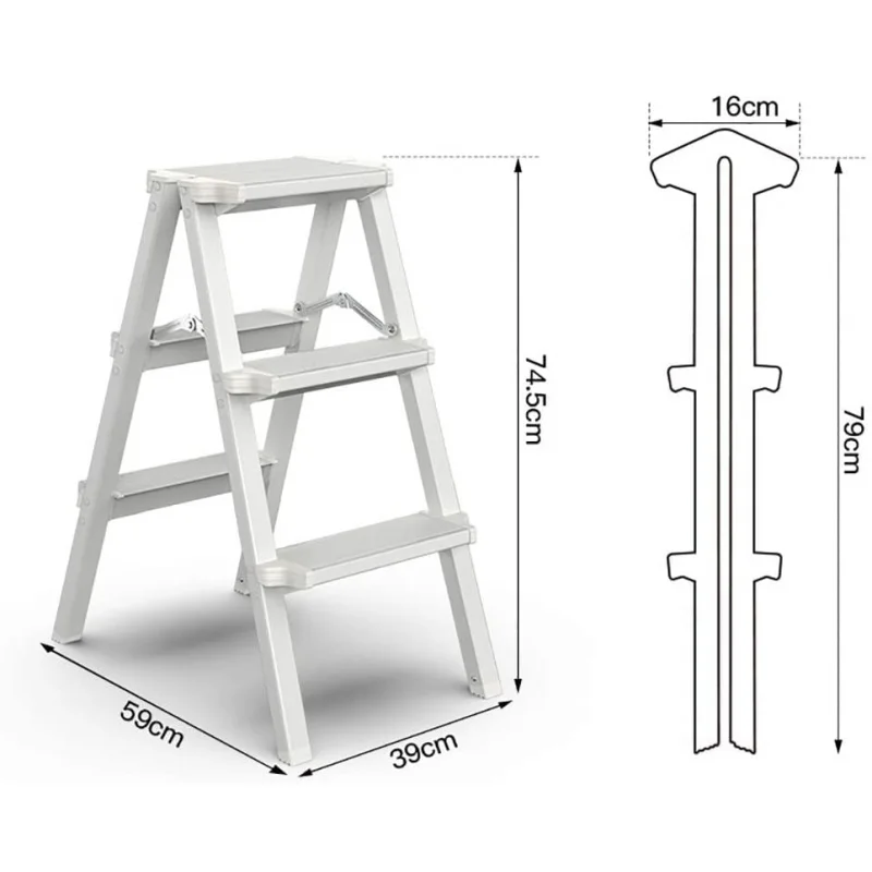 custom.Modern Industrial & Home 4-Step Aluminum Folding Ladder CE Certified 100cm Telescopic Bedroom Stairs & Scaffold Use