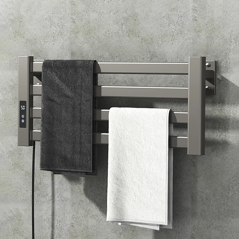 Bathroom Touch Screen Control Electric Towel Rack.Black/White Smart Thermostatic Electric Towel Rail.Wall Mounted Towel Dryer.