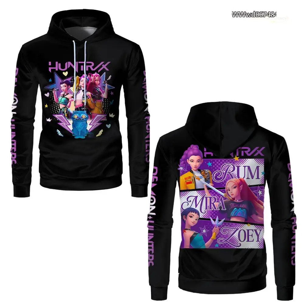 Kpop Demon Hunter Graphic Hoodies Fashion Harajuku Style Unisex Casual Long-sleeved Sweatshirts Cartoon Pattern Y2k Streetwear