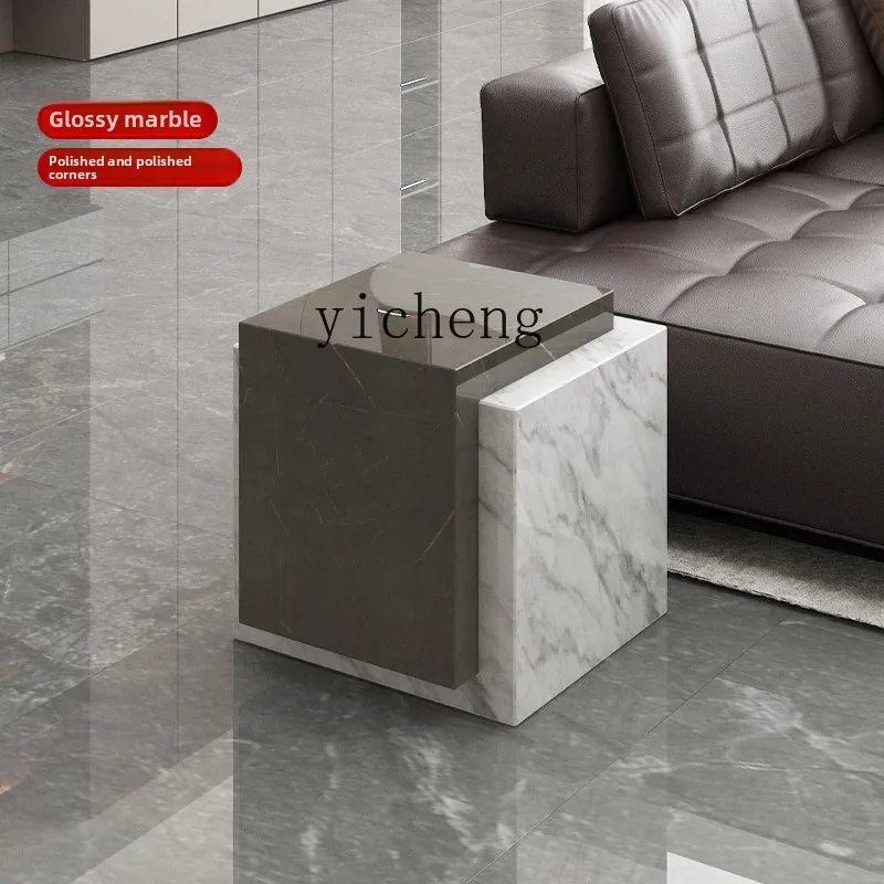 Living room corner table flower stand sculpture table, minimalist natural marble edge table