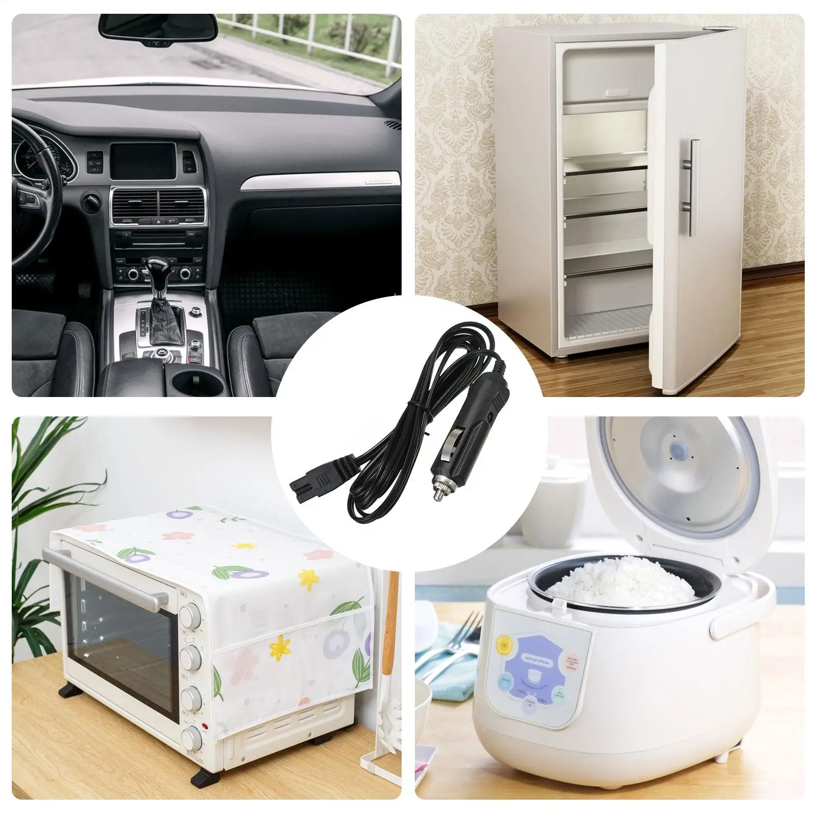 2M 12V DC Car Cooler Cool Box Mini Fridge 2 Pin Lead Cable Plug Wire Car Refrigerator Cigarette Lighters Power Cord Accessories