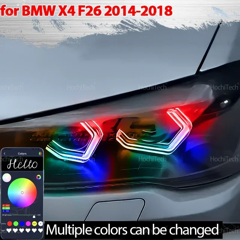 

For BMW X4 F26 2014-2018 XDrive20i 28i 35i XDrive20d 30d 35d Dynamic M4 Style RGB Light Rings App control DRL LED Angel Eyes Kit