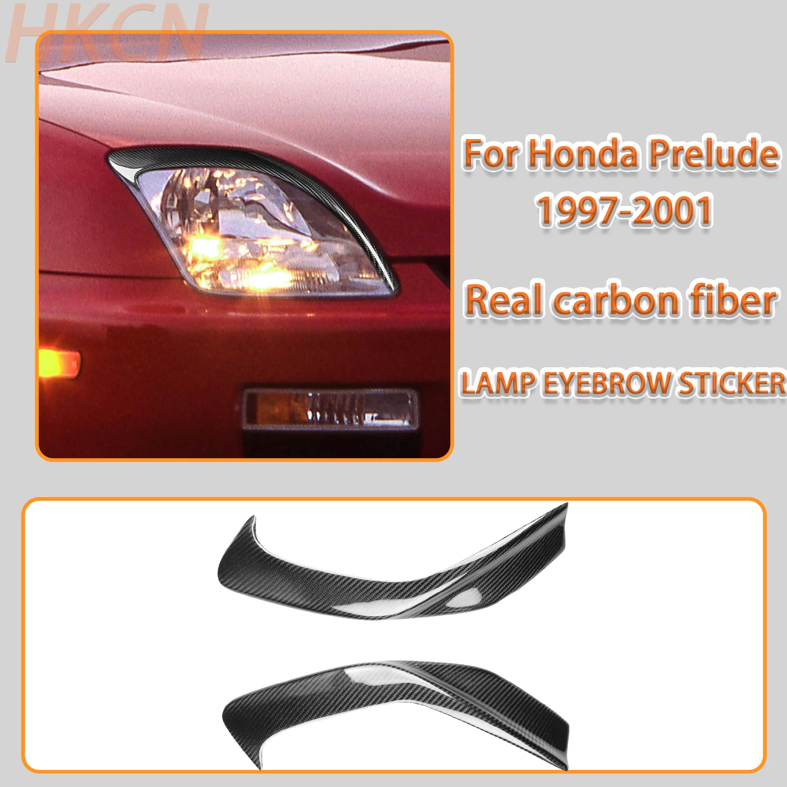 

For Honda Prelude 1997-2001 Headlight Eyelid Eyebrow Trim Real Carbon Fiber Front Head Light Lamp Cover Brow Headlamp Sticker