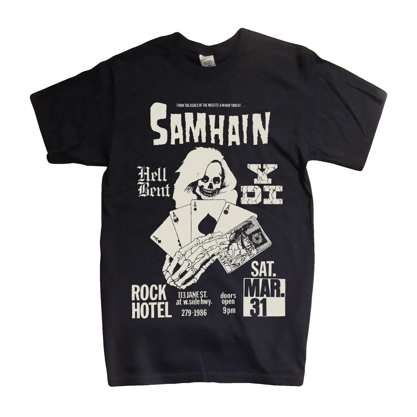 Samhain Rock Hotel Flyer Mens Black T Shirt Premium Cotton Danzig Misfits