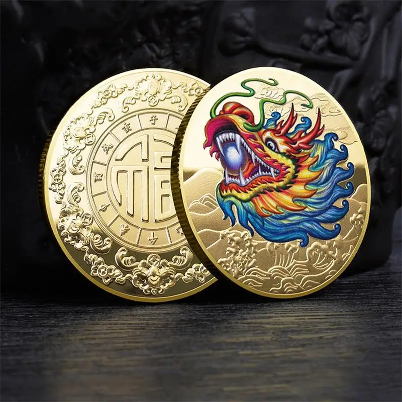 Chinese Mythical Beasts Coins Collectibles Dragon Coin Zodiac Commemorative 2024 New Year Lucky Coin