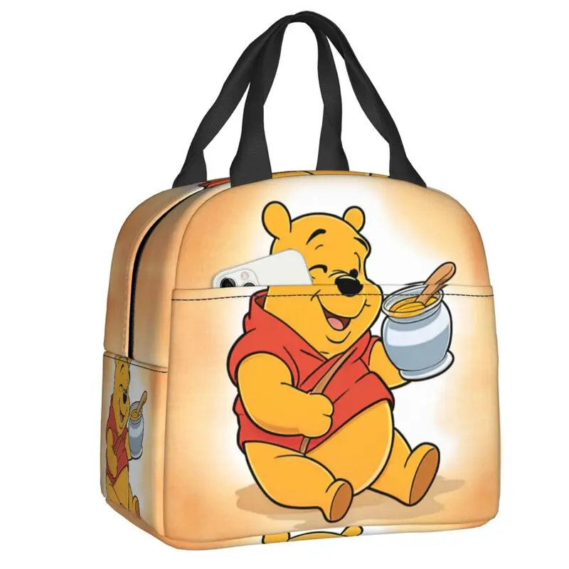 

Custom Winnie The Pooh Lunch Bag Women Cooler Thermal Insulated Lunch Container Box for Kids School Work Food Picnic Tote Bags