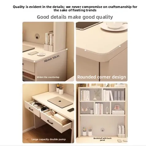 책장이 있는 현대적인 원목 어린이 학습 테이블 학생용 책상 어린이용 높이 조절 가능한 가정용 테이블과 의자 세트