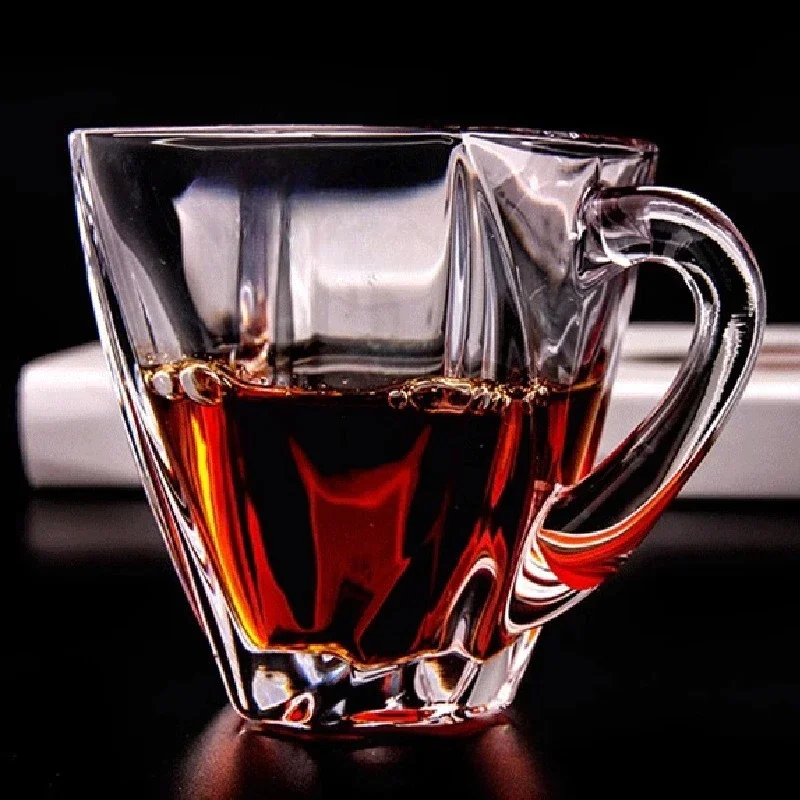 6 crystal glass coffee cups, exquisite afternoon tea cups, European coffee cups.