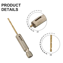 1pc HSS High Speed Steel Titanium Coated Drill Bit 1/4 Hex Shank 1.5mm-6.5mm Hex Handle Twist Drill For Cordless Screwdriver