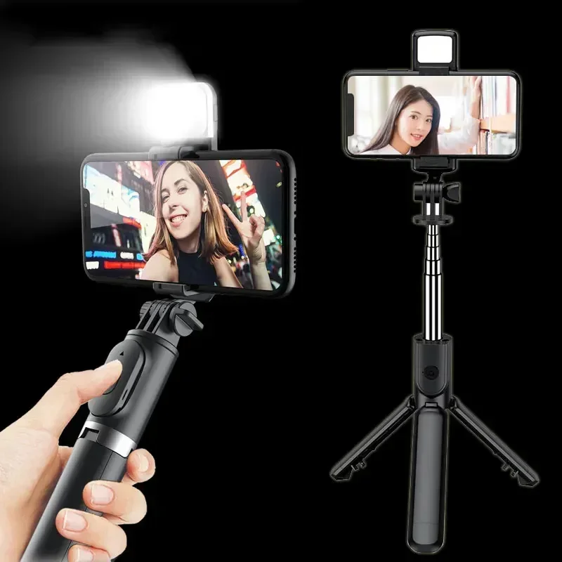 

Wireless Bluetooth With Fill Light 360-Degree Rotation Selfie Stick Remote Shutter Tripod For iphone xiaomi huawei Phone Holder