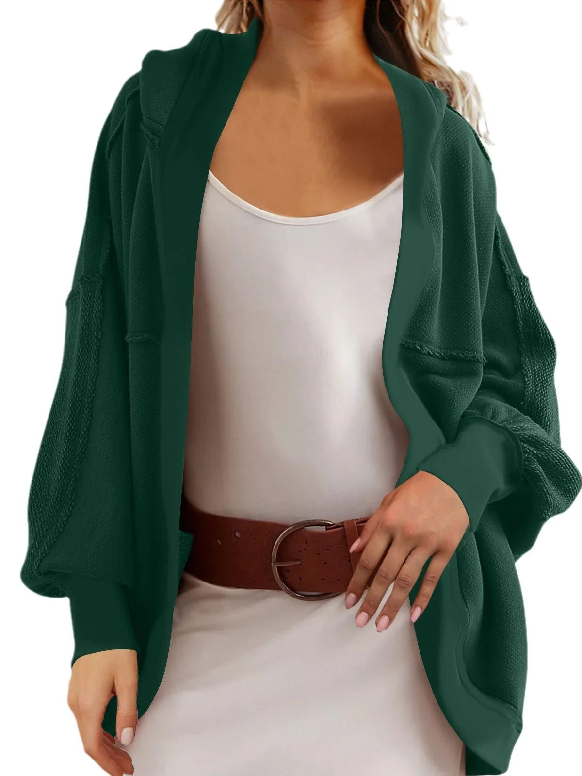 Ladies Casual Hoodie Jaet Temperament Loose Fit Comfortable Sweatirt Coat Long Sve with Hood Commuting Sle Regular L...