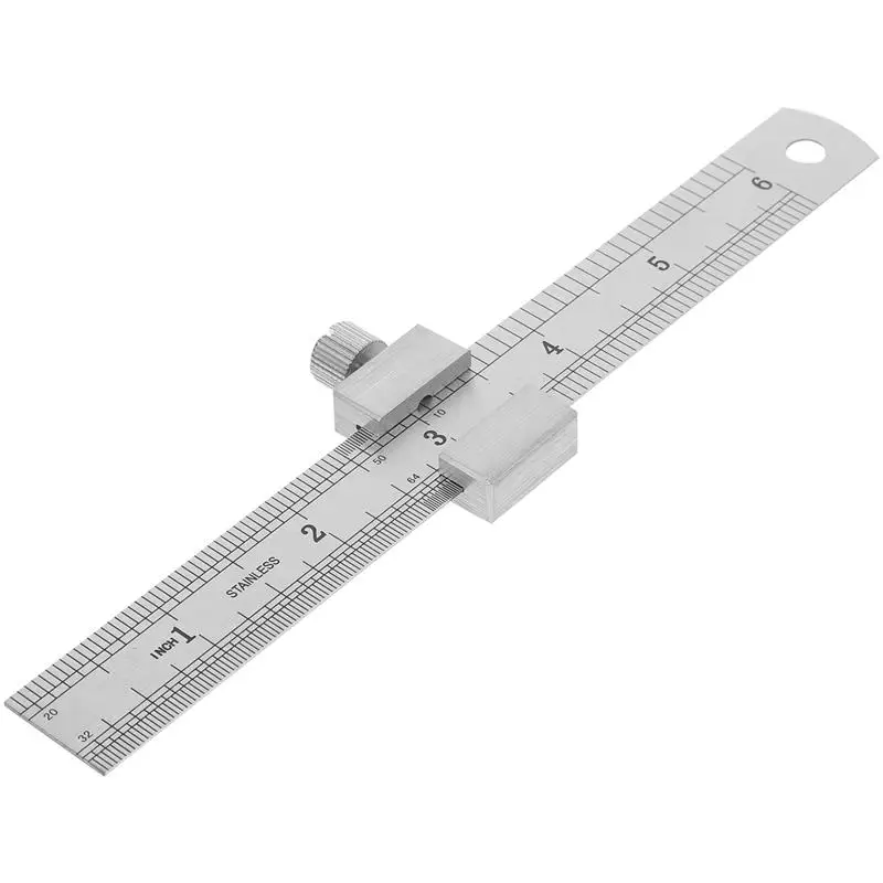 Metal Carpenter Carpentry Square Woodworking Tools Carpentry Steel Ruler Positioning Limit Block Measuring Marking Gauge