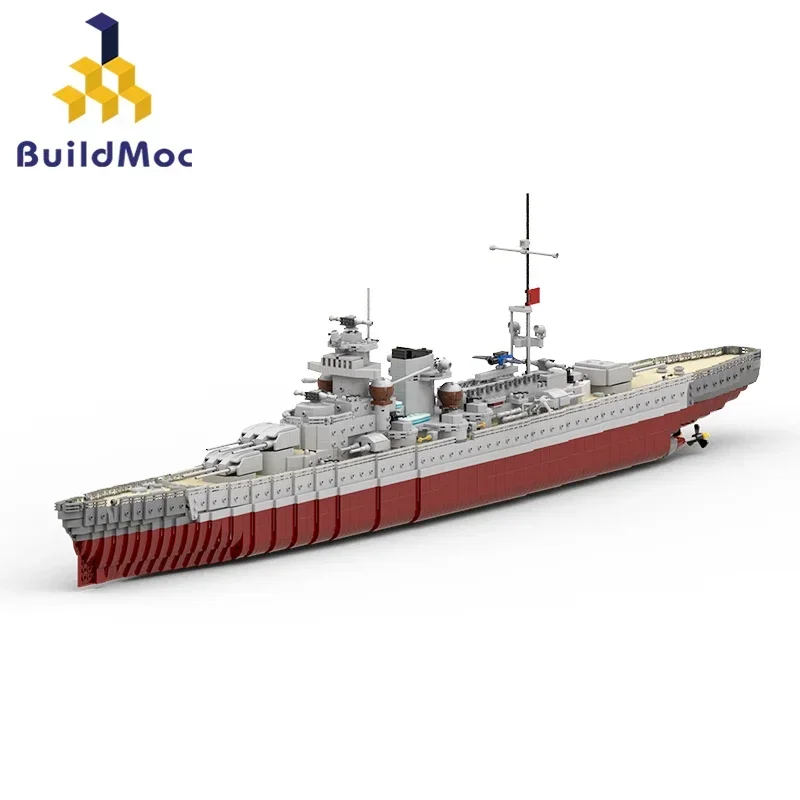 BuildMoc wojskowy Bismarck okręt wojenny zestaw klocków budowlanych Yamato statek bojowy Zeppelin łódź kolekcja wyświetlacz Model cegły zabawka