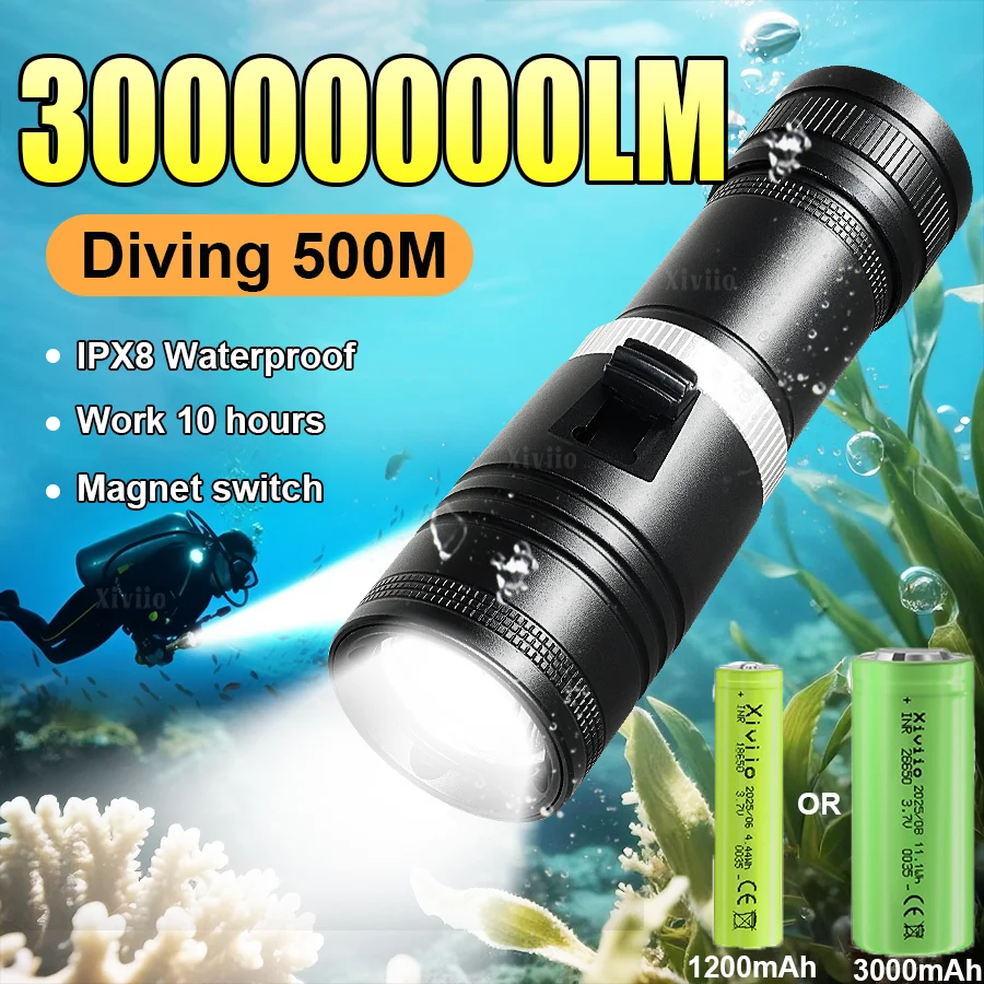 �y�Z�[�����z�v���d�l ������ 30000000LM LED �X�L���[�o�_�C�r���O IPX8 �h�� LED�����d�� �_�C�r���O�����g�[�`�����v �����^�����C�g