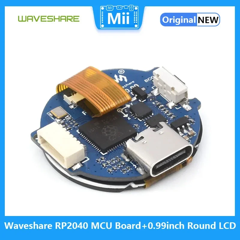 Waveshare MCU Board com CNC Metal Case, 0.99 "LCD redondo, acelerômetro e sensor de giroscópio, RP2040