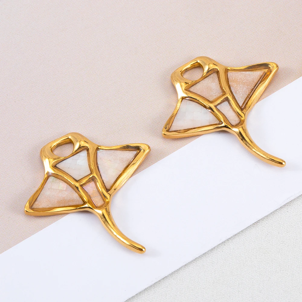 2pcs Stainless Steels Enamel Devilfish Tortoise Necklace Charms Tree Leaf Pendants DIY Dangle Earring Jewelry Making Accessories