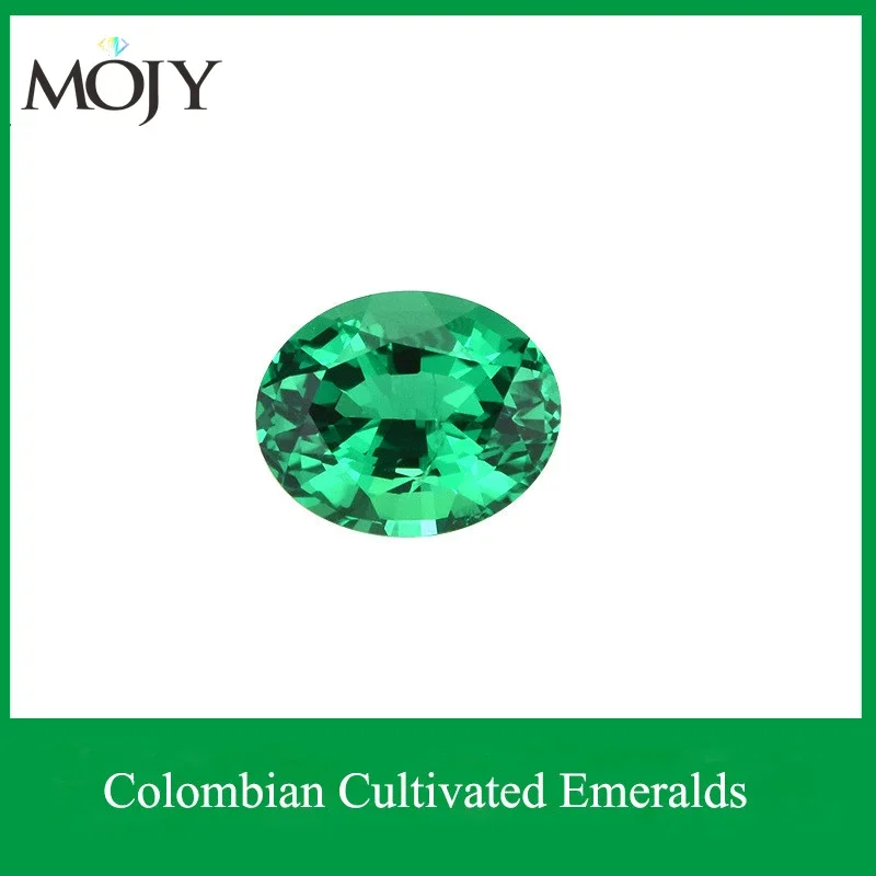 MOJY-Esmeralda colombiana ovalada en forma de huevo, piedra sintética desnuda cultivada en laboratorio, venta al por mayor preferencial, 1 ~ 9,20 quilates