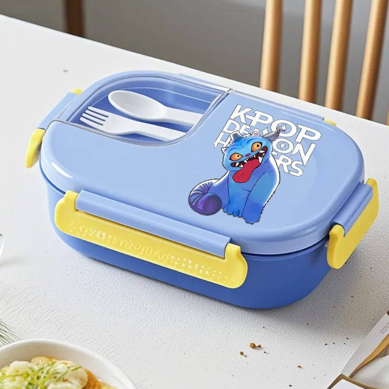 KPop Demon Hunters-fiambrera aislante de acero inoxidable, estuche Bento de alta calidad, figura de Anime, fiambrera portátil con calefacción para niños, regalo