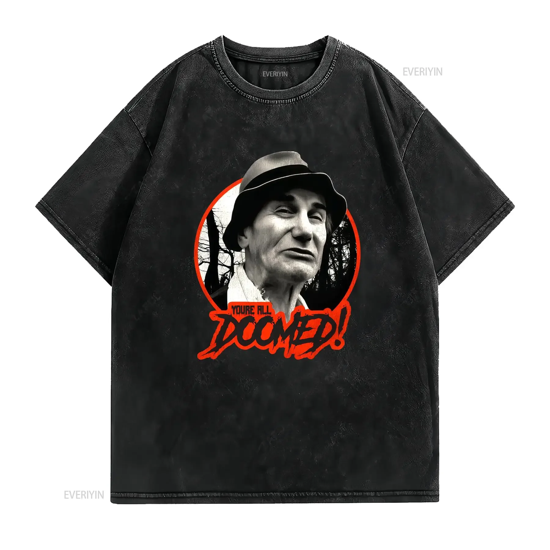 CRAZY RALPH DOOMED Classic T Shirt vintage Washed Casual Soft graphic Stylish fashion Top For Everyday Wear Stretched vintage