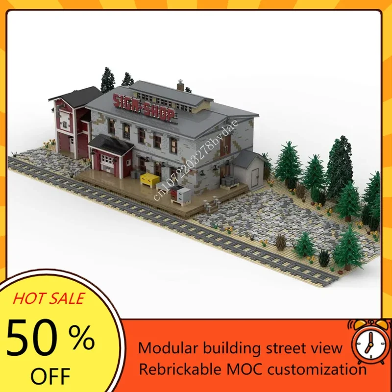 10749 PCS Modular Sign Shop MOC City Street View DIY Bricks Modern Building Block Architecture Collection Series Toys Gifts