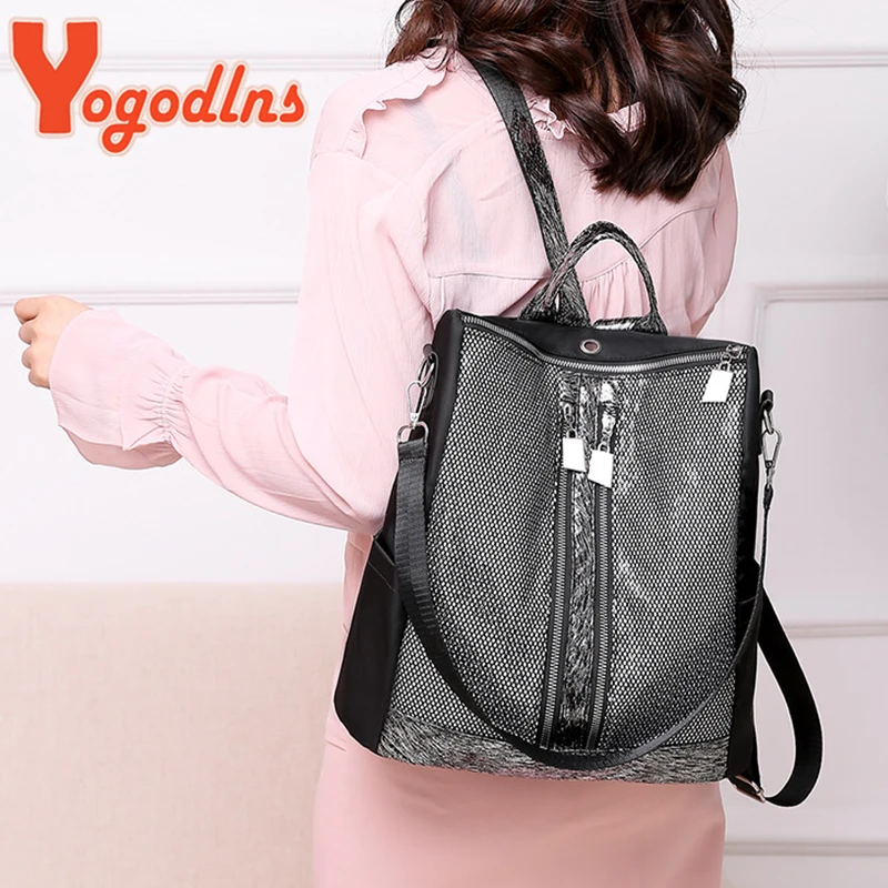 Yogodlns Backpack Women New Fashion Girls Bag Pack Lightweight Waterproof Travel Bags Oxford Cloth Schoolbag Elegant Rucksack