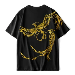 Summer Hip Hop Embroidery T Shirt Men Women Phoenix Vintage T Shirt Japanese Harajuku Cotton Short Sleeve Cool Tees Streetwear