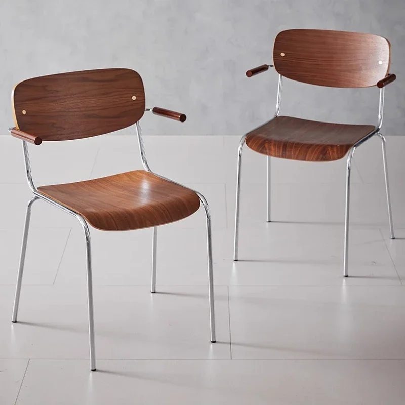 

Restaurant Modern Dining Chairs Creative Metal Arm Makeup Dining Chairs Minimalist Lounge Sillas Para Comedor Home Furniture